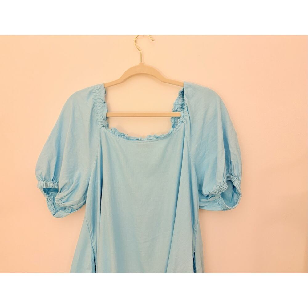 Stoney Clover Lane Dress Womens M Blue Babydoll Linen Boho Resort Summer Beach - Picture 5 of 11